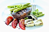 Grilled rib eye steak with Mediterranean vegetables