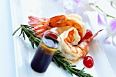 Grilled king prawns, rosemary, olive oil & balsamic vinegar dressing