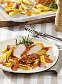 Chicken breast with root vegetables and rosemary