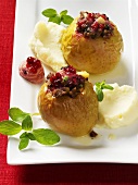 Baked apples with mince stuffing