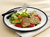 Meatloaf with vegetables and tomato sauce