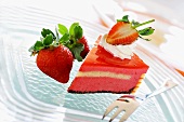 Piece of strawberry mousse cake