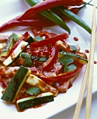 Vegetable stir-fry with chillies