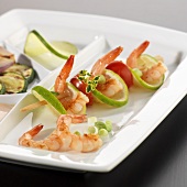 Prawn, lime and tomato skewer