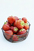 Strawberries in wire basket