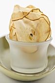 Dried pear slices in a glass
