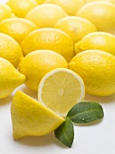 Lemons and two lemon leaves