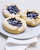 Three blueberry tarts