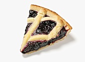 Piece of blueberry pie with pastry lattice
