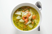 Vegetable soup with carrots and celeriac