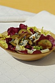 Plum and radicchio salad with Roquefort and mustard dressing