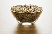 Grains of rye in a glass bowl