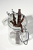 Vanilla pods in a jar