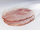 Two slices of cooked ham