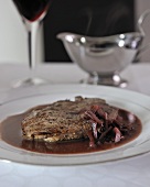 Beefsteak with red wine sauce