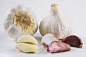 Garlic cloves and garlic bulbs