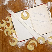 Vanilla crescents and opened book