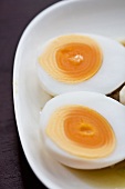 Hard-boiled egg on plate