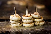 Fried mushrooms with garlic and prawns