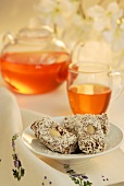 Chocolate cookies with grated coconut and almonds to serve with tea