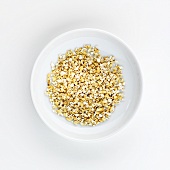 Wheat bran on a plate, seen from above