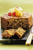 Ginger cake with raisins nuts and candided fruits