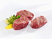 Raw beef fillet steaks