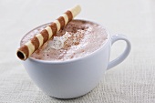 Hot chocolate with wafer roll