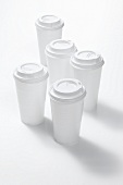 Several plastic coffee cups