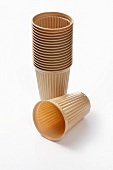 Plastic coffee cups, stacked