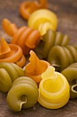 Coloured spiral pasta