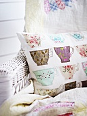 Decorative pillows with teacup pattern