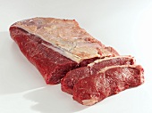 Entrecote steak, partly sliced