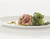 Boiled veal with herb salad