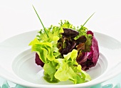 A mixed leaf salad with chives