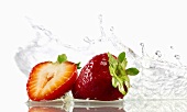 Strawberries with splashing water