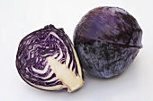 Red cabbage, whole and halved