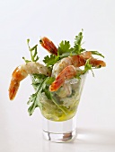 Shrimp in a Glass with Butter and Arugula