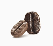 Two Coffee Beans on White Background