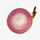 Red Onion Slice on White Background