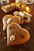 Christmas gingerbread biscuits with almonds and raisins (Lebkuchen)