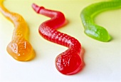 Different coloured jelly snakes