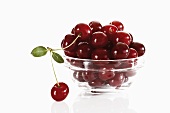 Sour cherries in glass bowl