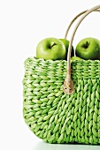 Apples in shopping bag, close-up