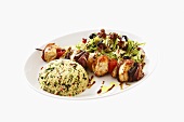 Chicken kebab with couscous timbale