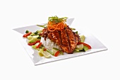 Teriyaki salmon with rice and vegetables