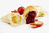 Croissant filled with strawberry jam