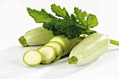Courgettes with leaf
