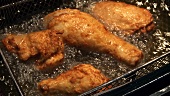 Deep-frying chicken legs