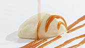 White chocolate mousse with caramel sauce
